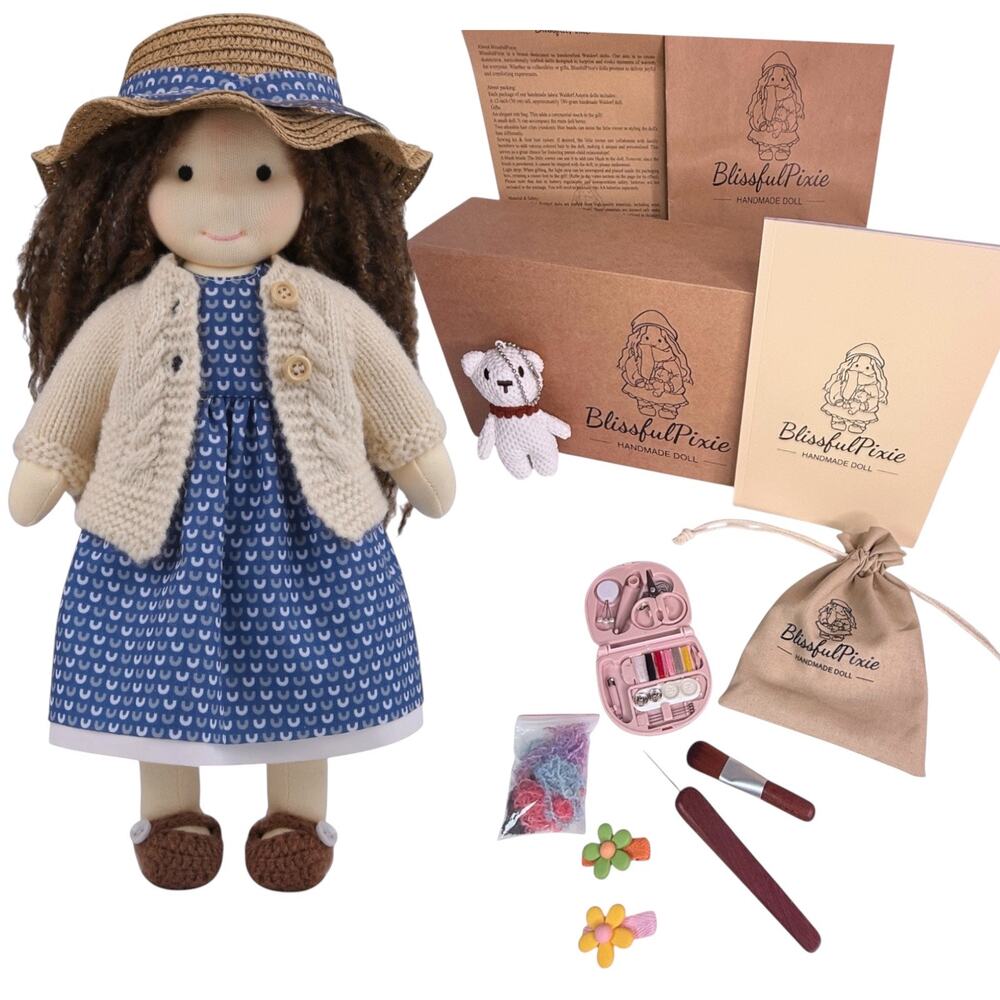 BlissfulPixie Waldorf Doll Basia Handmade Cloth Ragdoll Plush Baby Girl New Box
